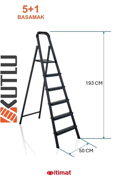 KUTLU Metal Kaliteli 5 Basamaklı +1 Ev Tipi, İş yerine Uygun Özel Tasarım Hafif Merdiven - 2