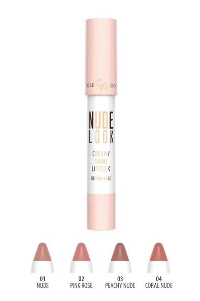 Golden Rose Nude Look Creamy Shine Lipstick 02 Pink Rose Ruj
