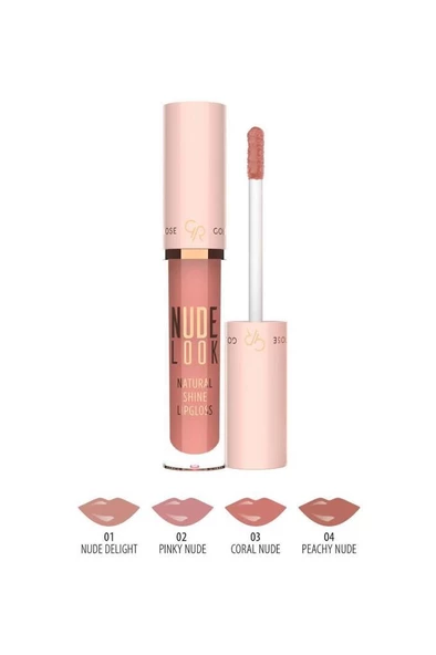 Golden Rose Nude Look Natural Shine Lipgloss 04 Peachy Nude Ruj