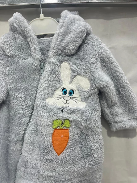 ugurbocegicocuk Tavşan Baskılı Kulaklı Welsoft Bebek Tulum 1227 - 22