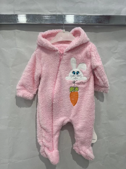 ugurbocegicocuk Tavşan Baskılı Kulaklı Welsoft Bebek Tulum 1227 - 3