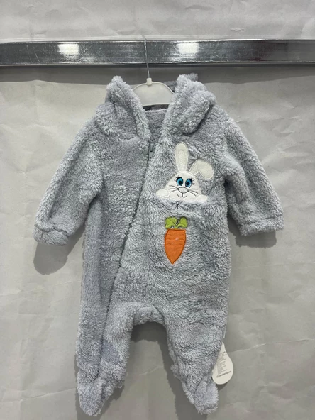 ugurbocegicocuk Tavşan Baskılı Kulaklı Welsoft Bebek Tulum 1227 - 16