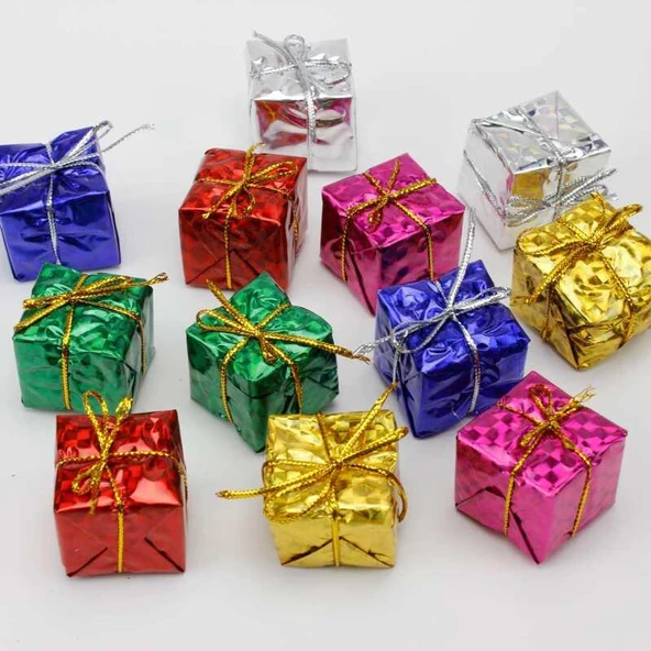 Yıllbaşı Çam Ağacı Süsü Hediye Paketi Figürlü Noel Ağacı Süsü 12 Li 3 cm - 4