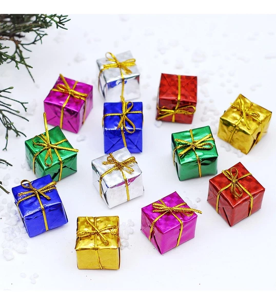 Yıllbaşı Çam Ağacı Süsü Hediye Paketi Figürlü Noel Ağacı Süsü 12 Li 3 cm - 3