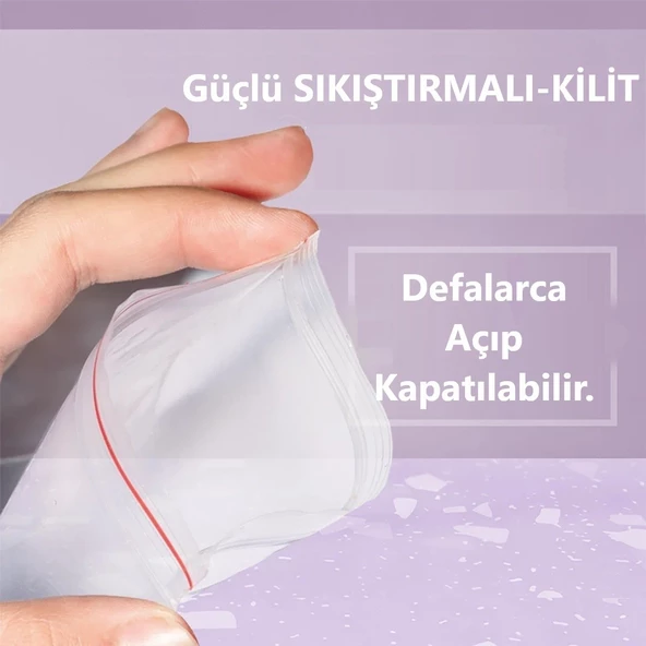 Kilitli Şeffaf Torba 4x4 Cm Aksesuar,Madeni para,Boncuk ve Buzdolabı Saklama Poşeti (100adet) - 3