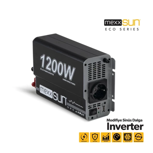 Mexxsun 12V 1200W Modifiye Sinüs İnverter - 2