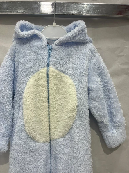 ugurbocegicocuk Panda Baskılı Kapşonlu Welsoft Bebek Tulum 1223 - 2