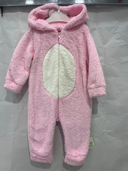 ugurbocegicocuk Panda Baskılı Kapşonlu Welsoft Bebek Tulum 1223 - 6