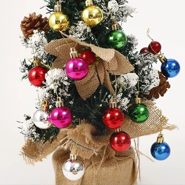Yıllbaşı Çam Ağacı Süsü Renkli Toplar Noel Ağacı Süsü 12 Li 3 cm - 2