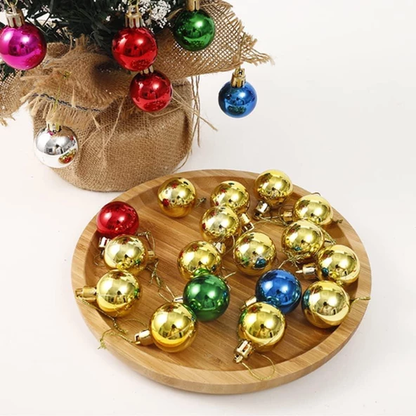 Yıllbaşı Çam Ağacı Süsü Renkli Toplar Noel Ağacı Süsü 12 Li 3 cm - 3