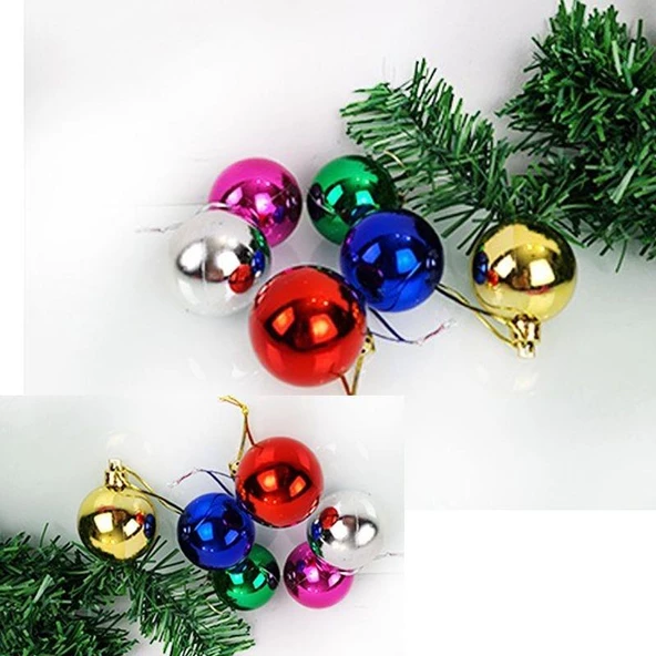 Yıllbaşı Çam Ağacı Süsü Renkli Toplar Noel Ağacı Süsü 12 Li 3 cm - 5