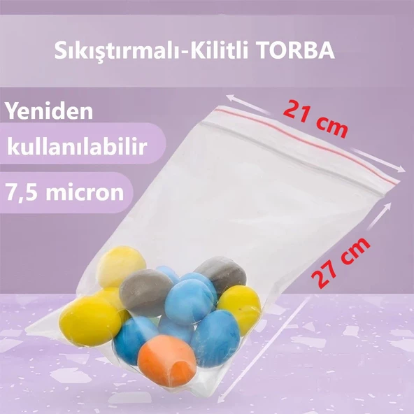 Kilitli Şeffaf Torba 21x27 Cm Aksesuar,madeni Para,boncuk Ve Buzdolabı Saklama Poşeti (15ADET) - 2