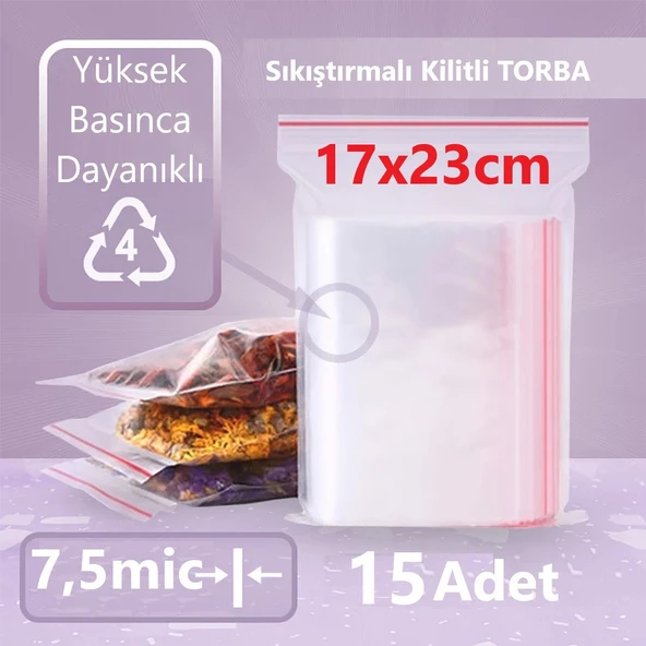 Kilitli Şeffaf Torba 17x23 Cm Aksesuar,madeni Para,boncuk Ve Buzdolabı Saklama Poşeti (15ADET)