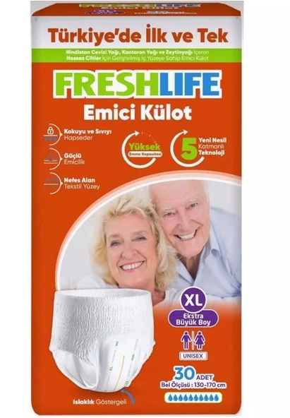 FRESHLİFE KÜLOTLU HASTA BEZİ 30 LU XLARGE