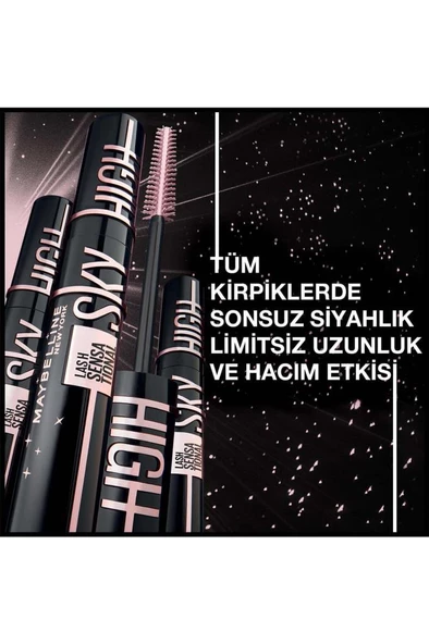 Maybelline New York Lash Sensational Sky High Cosmic Black Maskara - Resim 2