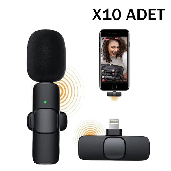 StarkPro K8 Profesyonel lighting Iphone Kablosuz Taşınabilir Yaka Mikrofonu 10lu Paket - 2