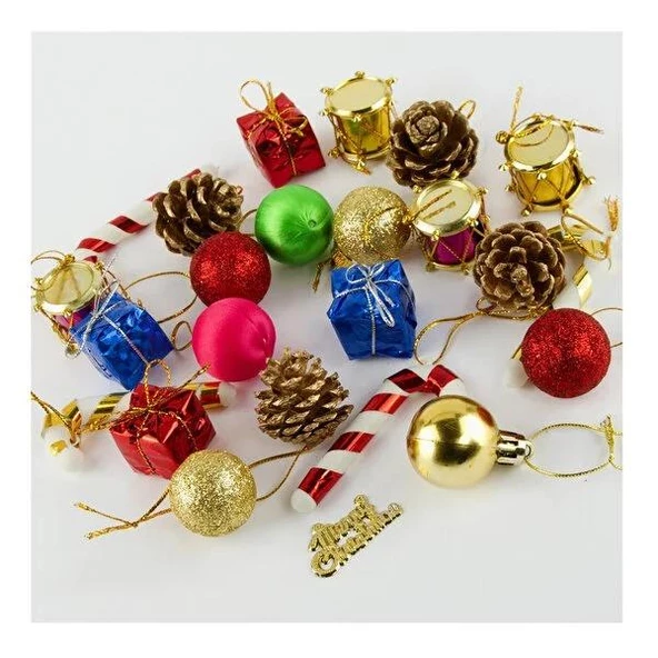Yıllbaşı Çam Ağacı Süsü Karışık Noel Ağacı Süsü 12 Li 3 cm - 3