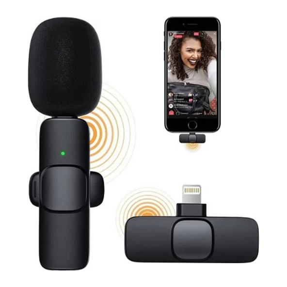 StarkPro K8 Profesyonel lighting Iphone Kablosuz Taşınabilir Yaka Mikrofonu 2Li Paket - 6