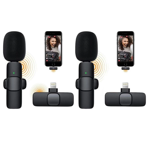 StarkPro K8 Profesyonel lighting Iphone Kablosuz Taşınabilir Yaka Mikrofonu 2Li Paket - 2
