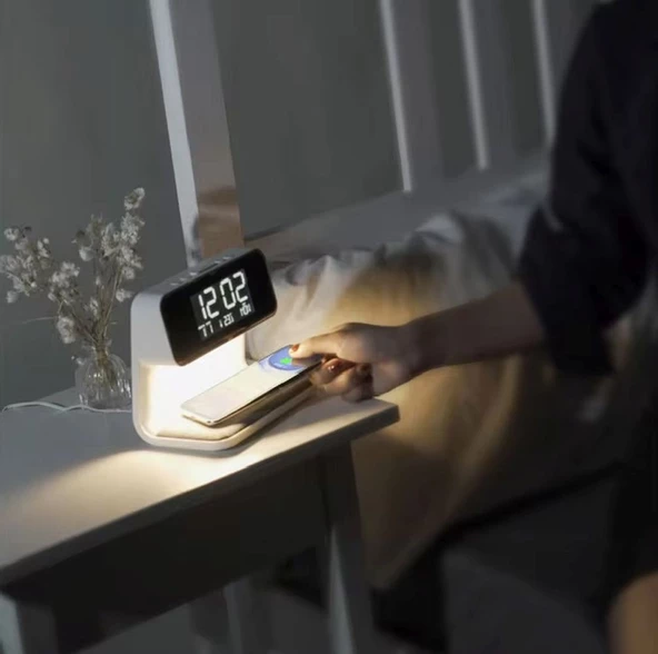 Diwu Dijital Işıklı Masa Saati ve Kablosuz Şarj Aleti - 10