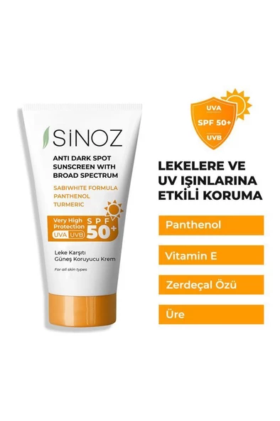Sinoz Leke Karşıtı Güneş Koruyucu Krem Spf50+ 50 Ml
