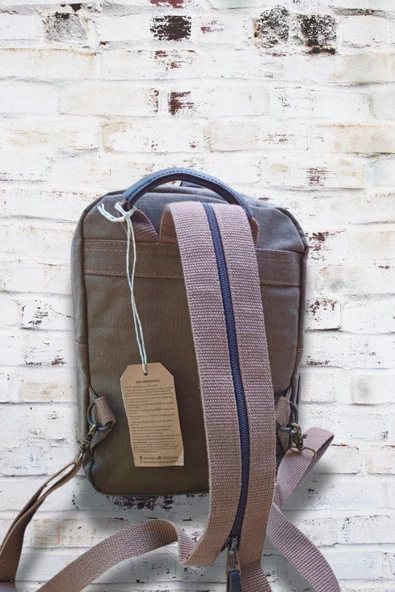 old cotton cargo Su Geçirmez Unisex Haki Leptop KÜÇÜK  Boy Sırt Çantas - 4