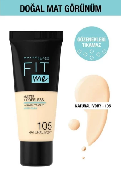Maybelline New York Fit Me Matte 110 Porcelain Fondöten ürün görseli