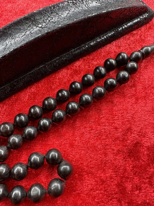 El Yapımı Abanoz Ağacı Tesbih Sığırcık Kesim Halkalı Usta İşçilik - Resim 3