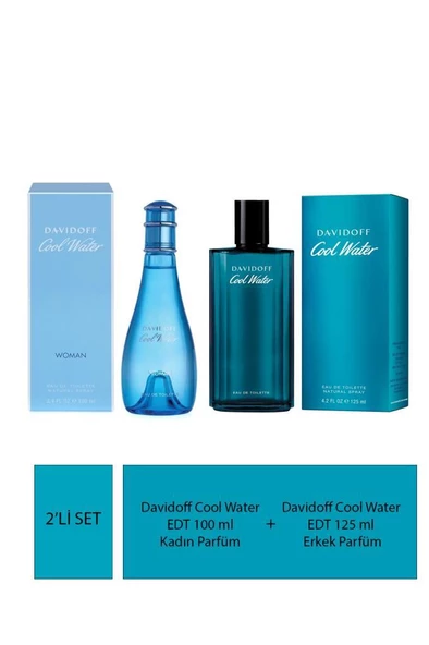 Davidoff Cool Water EDT 100 ml Kadın Parfüm + Davidoff Cool Water EDT 125 ml Erkek Parfüm