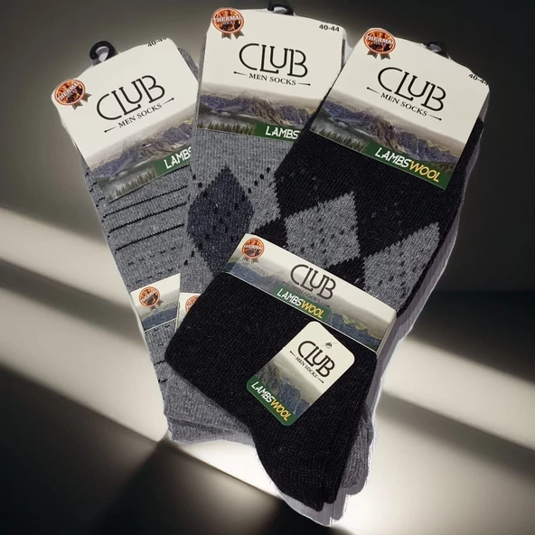 Club Lamswool Yün Erkek Kışlık Çorap 3 Adet - 2