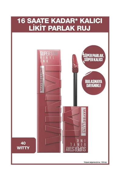Maybelline New York Super Stay Vinyl Ink 40 Witty Ruj ürün görseli