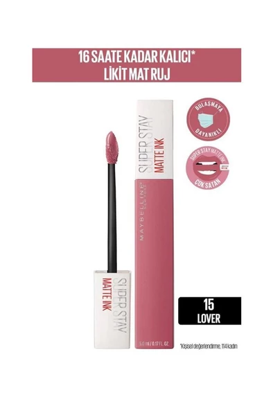 Maybelline New York Super Stay Matte Ink 15 Lover Ruj ürün görseli