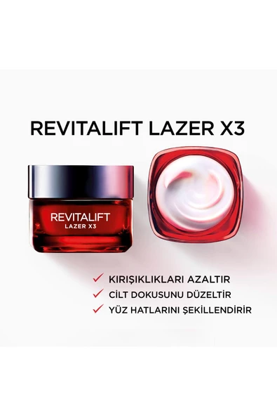 L'Oreal Paris Dermo Revitalift Laser X3 Yoğun Yaşlanma Karşıtı Gündüz Kremi 50 ml - 5