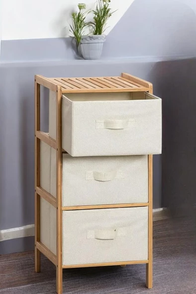 Digithome Bambu 3 Çekmeceli Dolap Organizer Çok Amaçlı Düzenleyici Şifonyer DB-0015