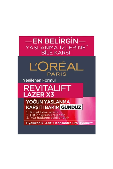 L'Oreal Paris Dermo Revitalift Laser X3 Yoğun Yaşlanma Karşıtı Gündüz Kremi 50 ml