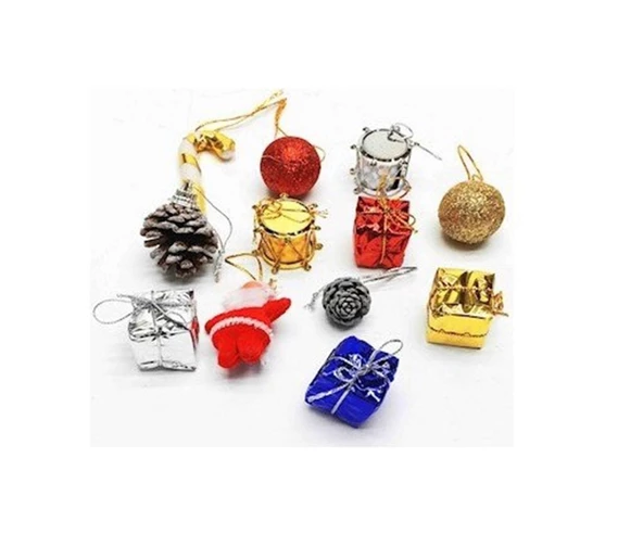 Yıllbaşı Çam Ağacı Süsü Karışık Noel Ağacı Süsü 12 Li 3 cm - 4