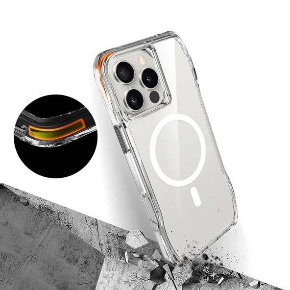 Apple iPhone 16 Pro Max Kılıf Magsafe Şarj Özellikli Airbagli Şeffaf Redclick İncek Kapak - 8