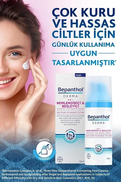 Bepanthol Derma Nemlendirici & Besleyici Günlük Yüz Bakım Kremi 50 ml - Resim 3
