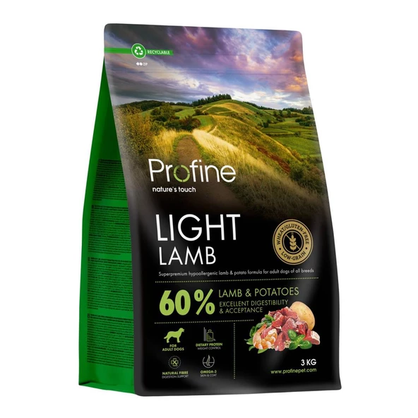 Profine 3kg Gluten Free Adult Lamb Light Glutensiz Diyet Kuzu Etli Yetişkin Köpek Maması