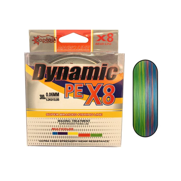 Captain Dynamic PE 8 Örgü İpi Misina 300mt Multi Color  0.16 mm