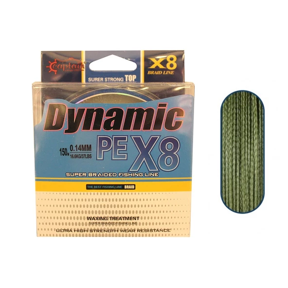 Captain Dynamic Soft PE 8 Örgü Spin İp Misina 150mt Yeşil  0.10 mm