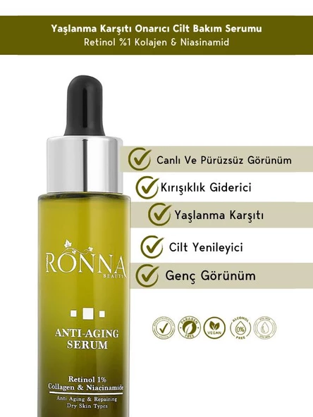 Ronna Beauty Yaşlanma Karşıtı Ve Aydınlatıcı Anti-Aging Serum 30 ml Retinol 1% Collagen Niacinamide - 2
