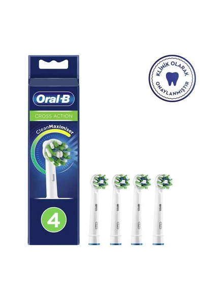 Oral-B Cross Action Şarjlı Diş Fırçası Yedek Başlığı 4'lü Beyaz