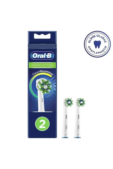 Oral-B Cross Action Şarjlı Diş Fırçası Yedek Başlığı 2'li Beyaz