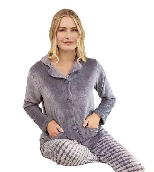 Aydoğan Kadın Wellsoft Peluş Önü Düğmeli Pijama Takımı 240700