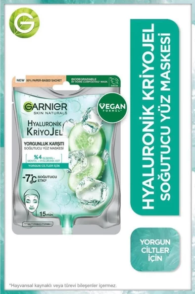 Garnier Hyaluronik Kriyojel Yorgunluk Karşıtı Soğutucu Yüz Maskesi