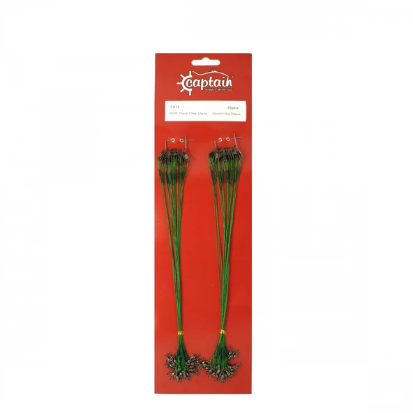 Captain 2913 Çelik Tel Kartela 25 cm Set 6 Kat 12 kg Çeker 50li Paket Yeşil
