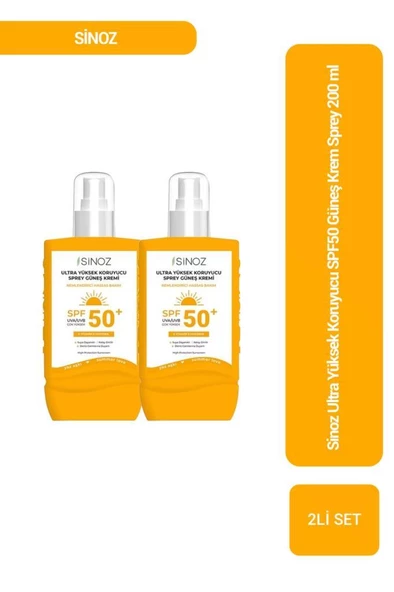 Sinoz Ultra Yüksek Koruyucu SPF50 Güneş Krem Sprey 200 ml x2