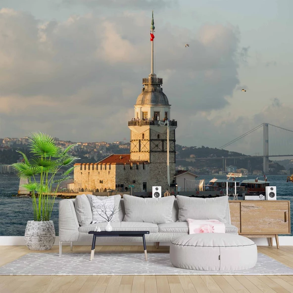 İstanbul Deniz ve Kız Kulesi Manzaları Duvar Kağıdı ürün görseli