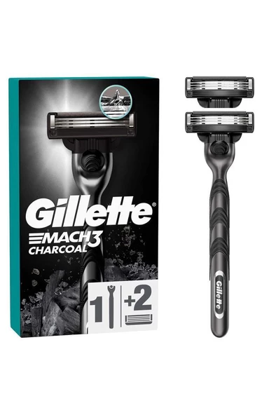 Gillette Mach 3 Charcoal Tıraş Makinesi + 2 Yeded Tıraş Bıçağı